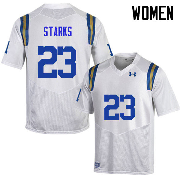 Women #23 Nate Starks UCLA Bruins Under Armour College Football Jerseys Sale-White - Click Image to Close